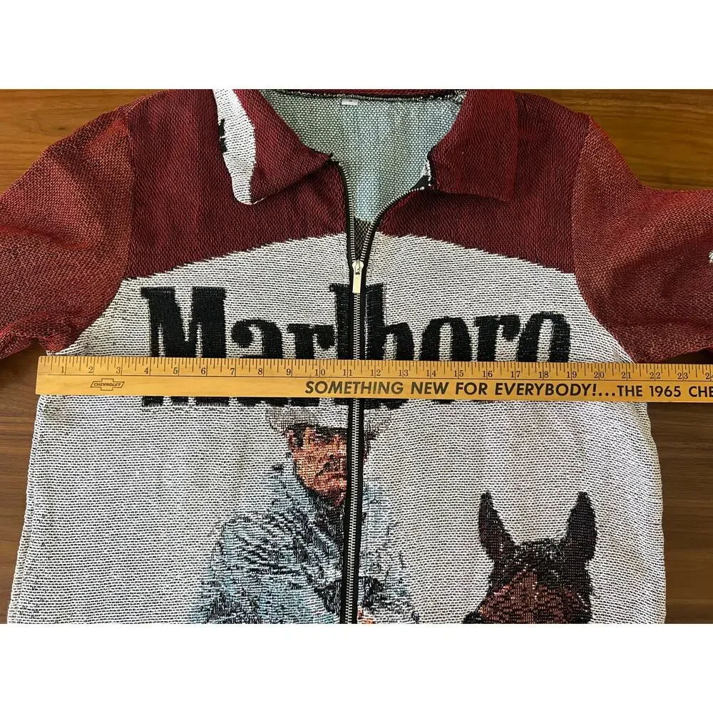 Marlboro Cowboy Tapestry Zip Jacket Western Graphic Size Small - Picture 6 of 9